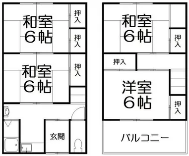 大阪府枚方市北中振2丁目【テラスハウス】の間取り