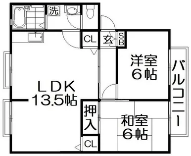 サンビレッジ池之宮 B棟【1階】の間取り