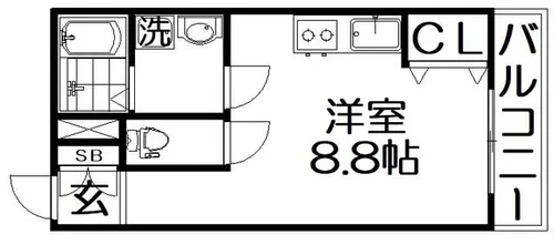 chou chou Nakamiya EAST【206号室】の間取り
