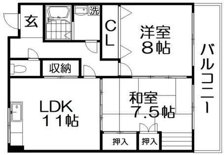 北川ハイツ【203号室】の間取り