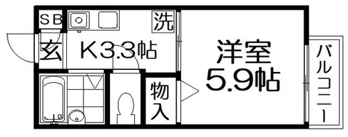 寝屋川菊池ハイツ【1階】の間取り