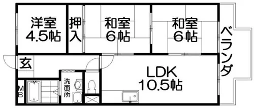 サンライフ牧野【3階】の間取り