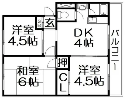 御殿山コーポB棟【3階】の間取り