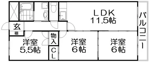 ウエストサイド楠葉【4階】の間取り