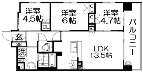 サンメゾン香里園駅前【11階】の間取り