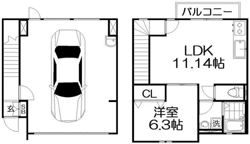 大阪府交野市森南1丁目【テラスハウス】の間取り