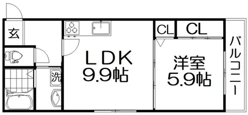 テレザート東船橋【1A号室】の間取り