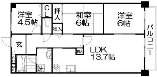 フロレスタ・ミオ山田池公園【4階】の間取り
