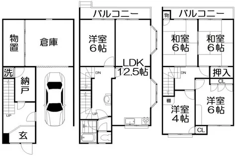 大阪府枚方市菊丘町【テラスハウス】の間取り