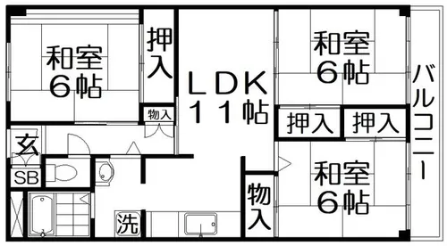 香里園ヒルズ【3階】の間取り