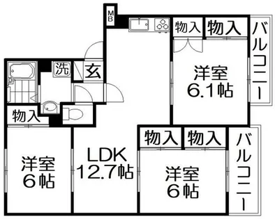トリヴァンベール星田【2階】の間取り