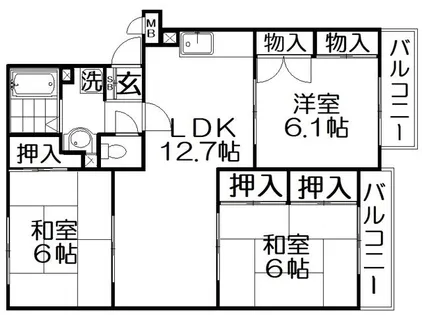 トリヴァンベール星田【2階】の間取り