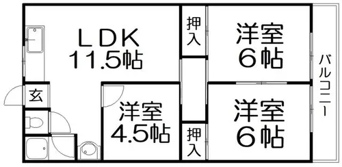 中西マンションB棟【2階】の間取り