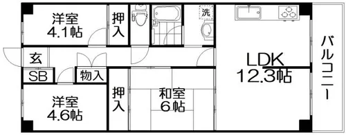 寝屋川東ファミリータウン西4番館【2階】の間取り
