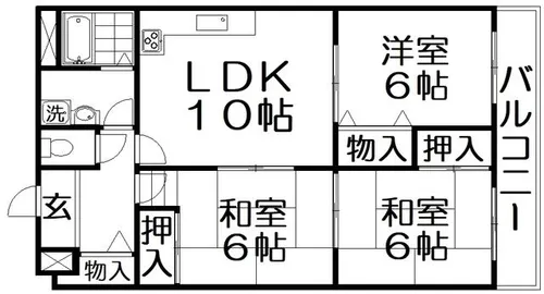 サンアミニティ南【1階】の間取り