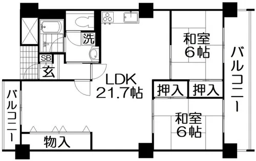 香里丘セントポリア弐号館【4階】の間取り