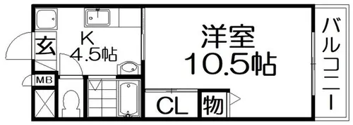 ベレール岡山手【2階】の間取り