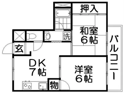 パレ東中振【503号室】の間取り