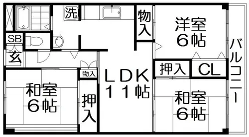 香里園ヒルズ【4階】の間取り