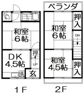 大阪府門真市浜町【テラスハウス】の間取り