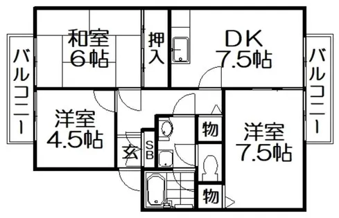 ウィンディア阿部【1階】の間取り