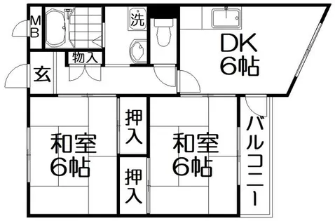 宮之阪ハイツ弐番館【5階】の間取り