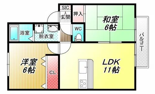 新栄プロパティー恩智Ⅲ【2階】の間取り
