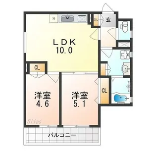 クリエオーレ初芝【2階】の間取り