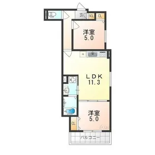 クリエオーレ初芝【3階】の間取り