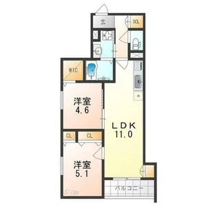 クリエオーレ初芝【3階】の間取り