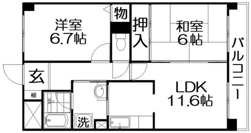 インペリアルコート星田【2階】の間取り