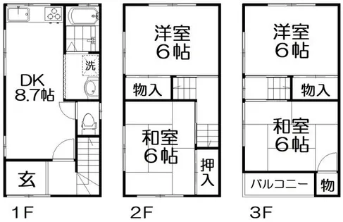 大阪府寝屋川市錦町【一戸建】の間取り