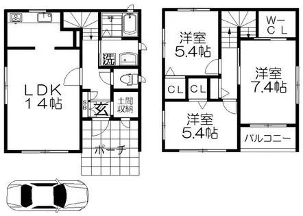 大阪府枚方市長尾元町6丁目【一戸建】の間取り