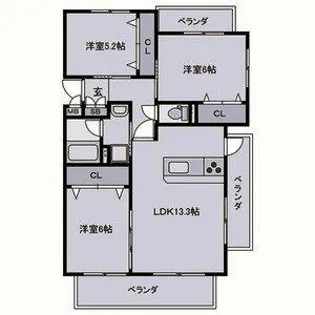 クレールコパンⅡ【2階】の間取り