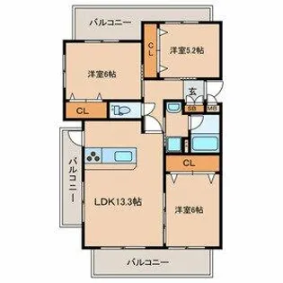 クレールコパン【2階】の間取り