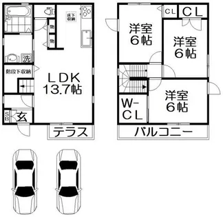 大阪府交野市私部1丁目【一戸建】の間取り