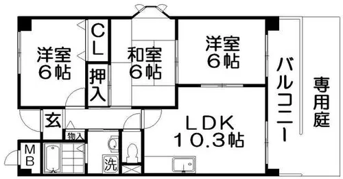 ラフィネ星田【1階】の間取り