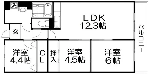 シャルル津田【5階】の間取り