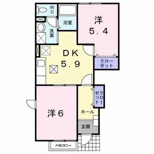 プレイス赤坂Ⅱ【1階】の間取り
