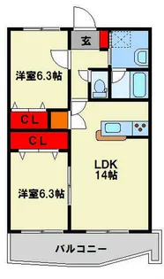 ニューガイア上石田【4階】の間取り