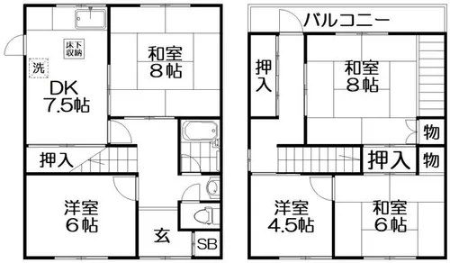 大阪府寝屋川市成美町【一戸建】の間取り