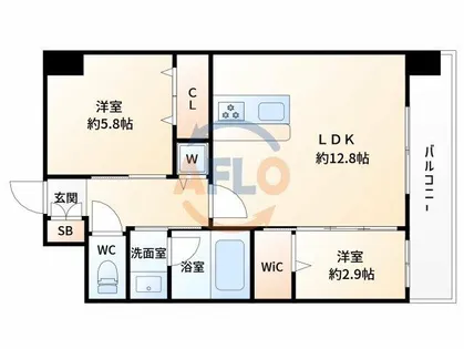 スプランディッドライズ新大阪ノース【9階】の間取り