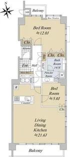 久屋大通公園シティハウス【12階】の間取り