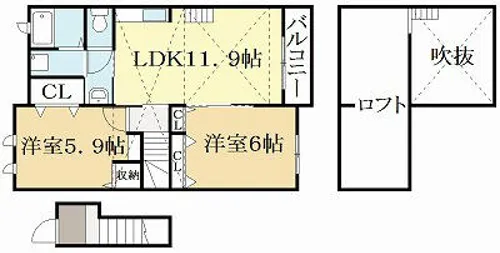 ロマニーヒロノⅡ【2階】の間取り
