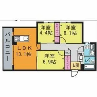 ペル マアト【3階】の間取り