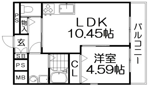 プラリア招提元町A棟【2階】の間取り