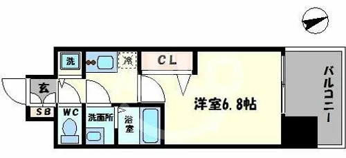 プレサンス難波ラフィーネ【7階】の間取り