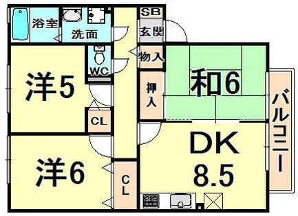 グランパルク向井 B棟【2階】の間取り