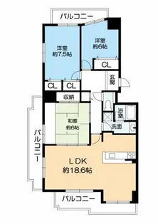 スコーレ川西畦野駅前【3階】の間取り