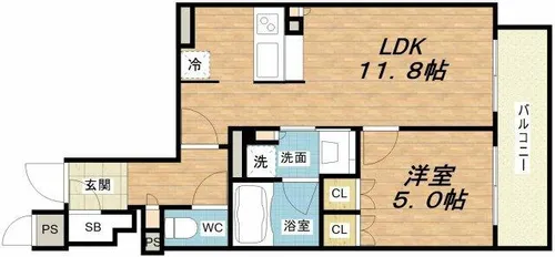 ローレルタワー御堂筋本町【8階】の間取り